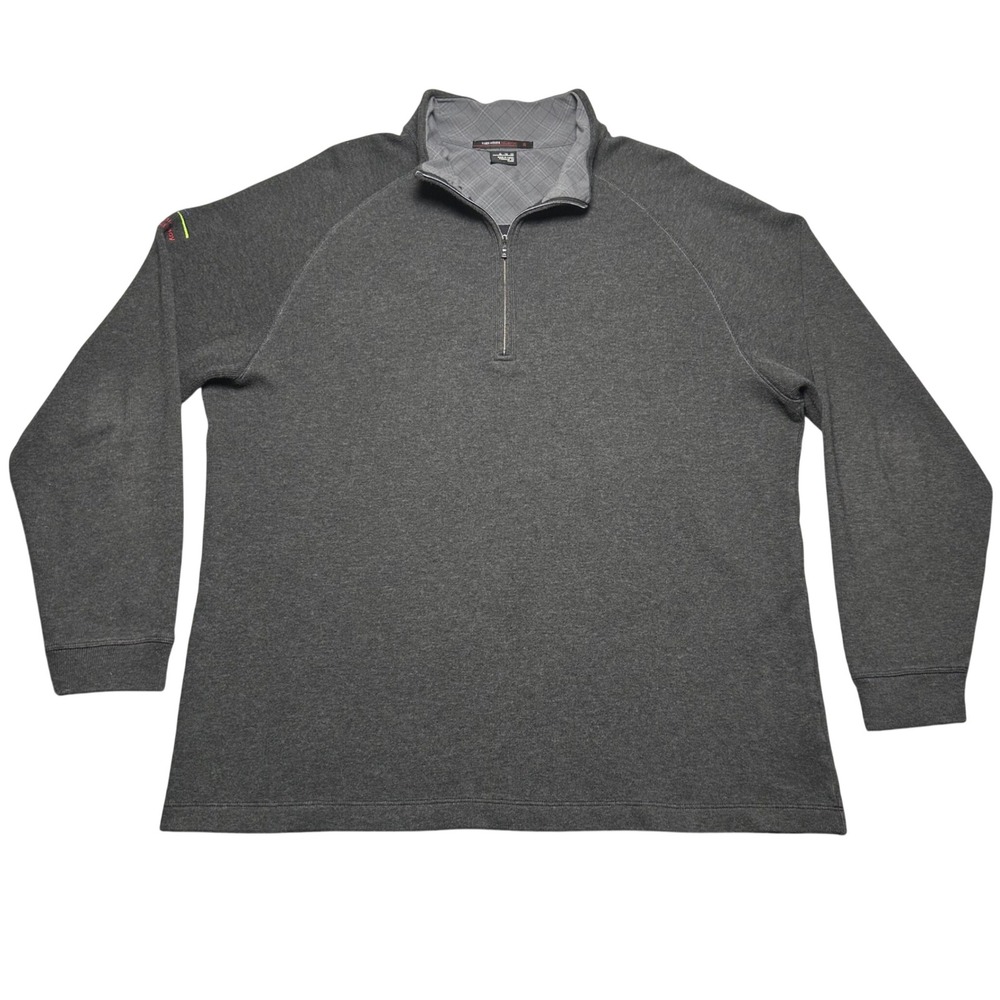 Nike Tiger Woods Collection Mens XL‎ Gray 1/4 Zip Cotton Golf Pullover w/ Logo